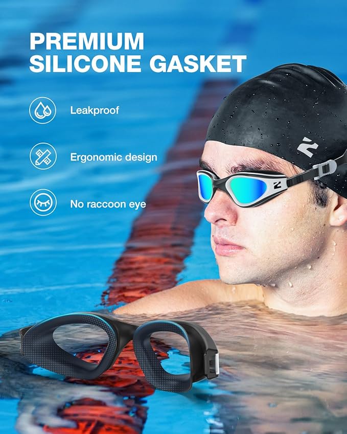 ZIONOR G1 Lite Swim Goggles with Swim Cap Comfortable Anti-fog Swimming Goggles Cap Set for Adult Men Women-StrideForce Fitness