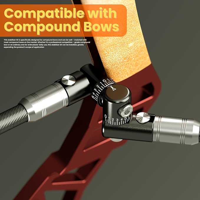 Bow Stabilizer Kit, Adjustable Bow Rod Stabilizer for Compound Bows, Quick Disconnect Single-Sided V-bar Mount, Aluminum Alloy Sidebar Mount Bow Mount-StrideForce Fitness