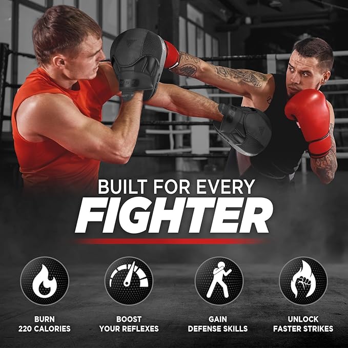 WYOX Curved Boxing Punch Mitts – Boxing Pads Training Set, Punching Mitts for Adults, Kickboxing Pads, Muay Thai Pads, Karate Pads, MMA Training Equipment, Martial Arts Focus Pads-StrideForce Fitness