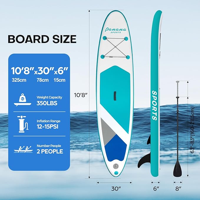 Panana Inflatable Stand Up Paddle Board, 10'x31 x6 SUP with Premium Paddle Board Accessories Kit, Anti-Slip EVA Deck for Adults Youth of All Skill Levels-StrideForce Fitness