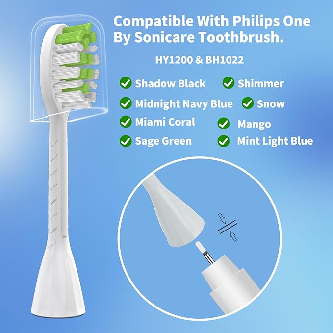 Toothbrush Replacement Heads Compatible with Philips One Series Sonicare Battery Toothbrush BH1022/07, 10 Pack Replacement Heads, Soft Bristles, White