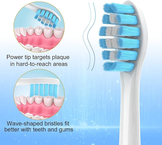 Replacement Toothbrush Heads for Philips Sonicare Click-on Handles, Medium Soft Electric Brush Heads Refills, 8 Pack