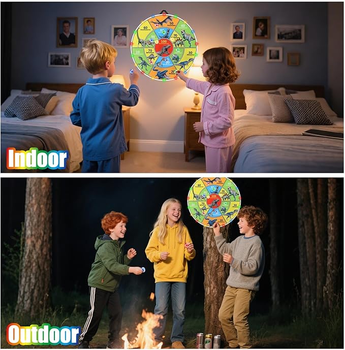 30 Inch LED Dart Board Kids Game,12PCS Sticky Balls,Indoor/Outdoor Sports Carnival Yard Party,Suitable for 3 4 5 6 7 8 9 10 11 12 Years Old Boys and Girls Birthday Gifts Dinosaur Toys-StrideForce Fitness