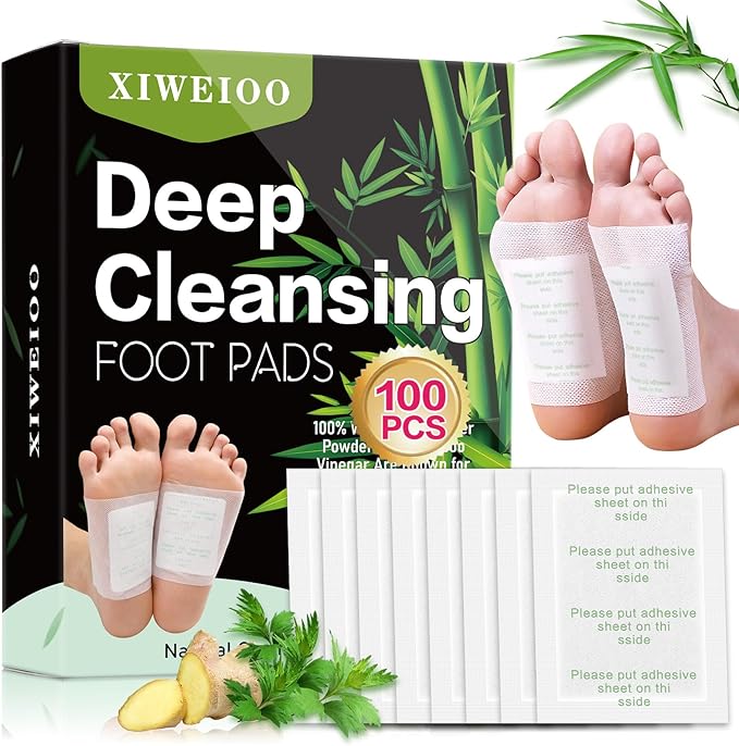 100 Pack Foot Pads, Ginger Oil Bamboo Charcoal, Foot Care Patch Message Deep Cleansing for Stress Relief, Better Rest, Feet Health Patches, Relaxing Muscles-StrideForce Fitness