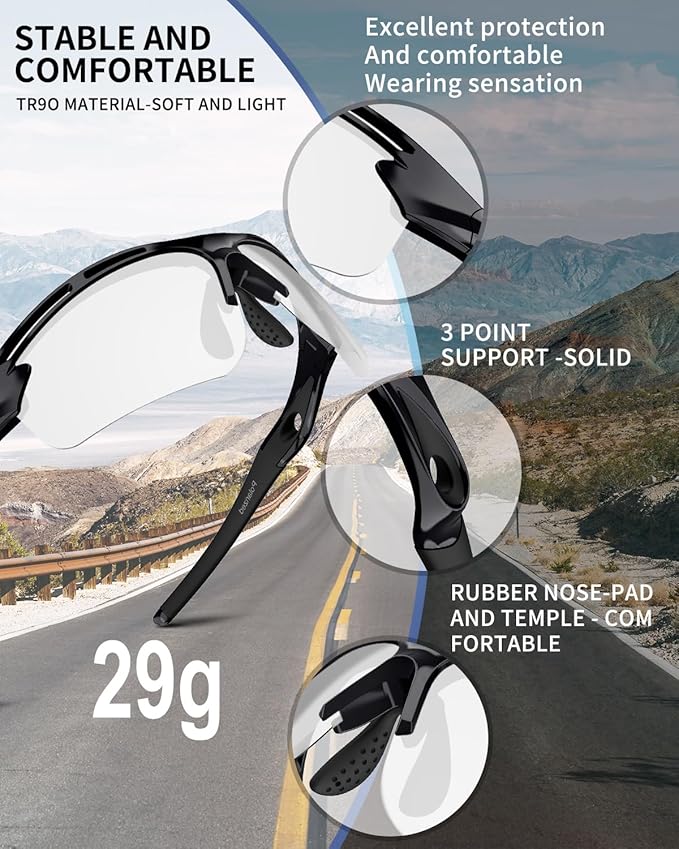 Polarized Sports Sunglasses for Men Women,UV400 Protection Sunglass for Running Cycling Fishing Hiking TR90-StrideForce Fitness