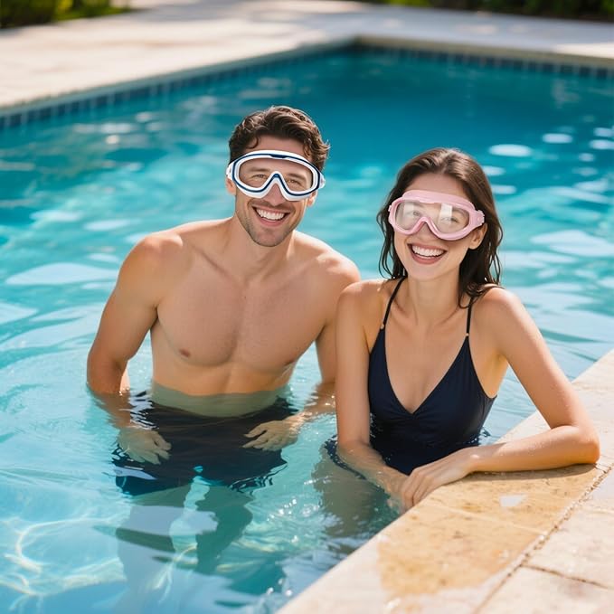 Adult Swimming Goggles,Leak-Proof,Anti-Fog Pool Glasses,Wide View Swim Goggles with Ear Plugs and Nose Clip-StrideForce Fitness