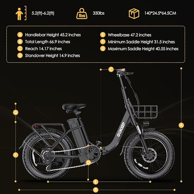Electric Bike for Adults 20" Fat Tire,750W Motor 52V 13AH Removable Battery Max Range 35 Miles,28MPH,Folding EBike with Shimano 7 Speed and Adjustable Seat for Commute Mountain Snow-StrideForce Fitness