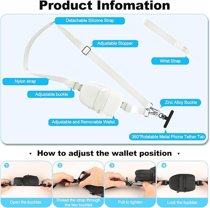 Phone Strap Crossbody Wrist Strap, Upgraded Phone Lanyard with Adjustable Purse-StrideForce Fitness