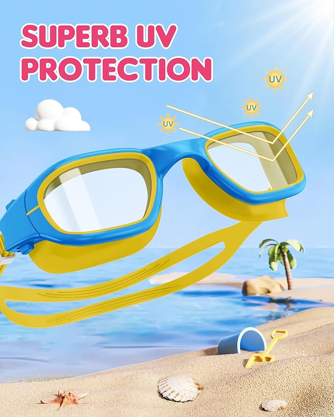 Kids Swim Goggles,Swimming Goggles for Kids 6-14, Anti-Fog UV Protection Pool Glasses for Boys Girls-StrideForce Fitness