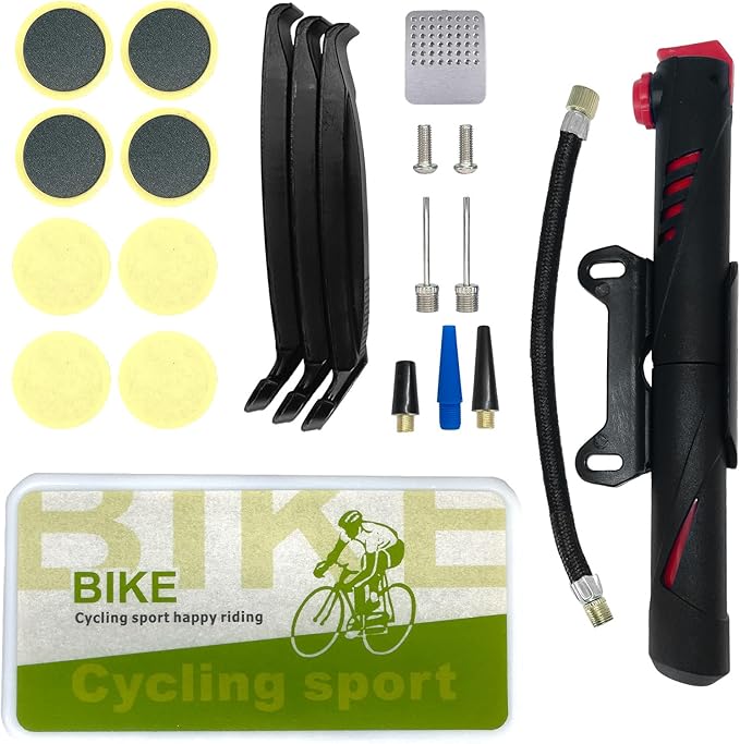 Bicycle Tire Repair Tool Kit with Stainless Steel Tools, Portable Bike Tire Patch Repair Set for Mountain/Road Bikes-StrideForce Fitness