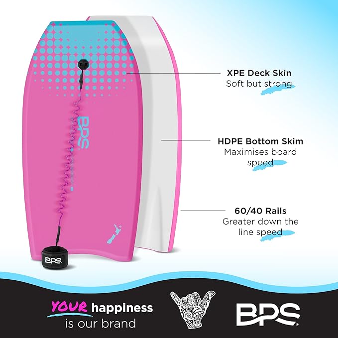 BPS 'Storm' Bodyboard with Premium Coiled Leash - Lightweight with EPS Core, Durable for All Wave Conditions-StrideForce Fitness