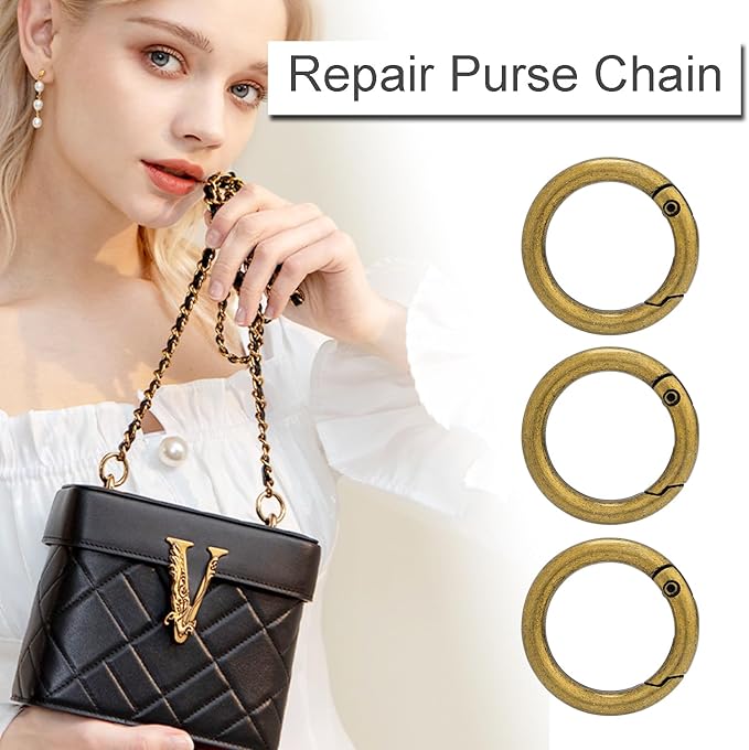 10 Pack 3/4 Inch Trigger Spring O Rings, Metal Round Carabiner Clip Snap Hook, Spring Keyring Buckles for Replacement Purse Strap, Paracord Lanyard Clips, Keychain Rings Hardware DIY Crafts Making-StrideForce Fitness