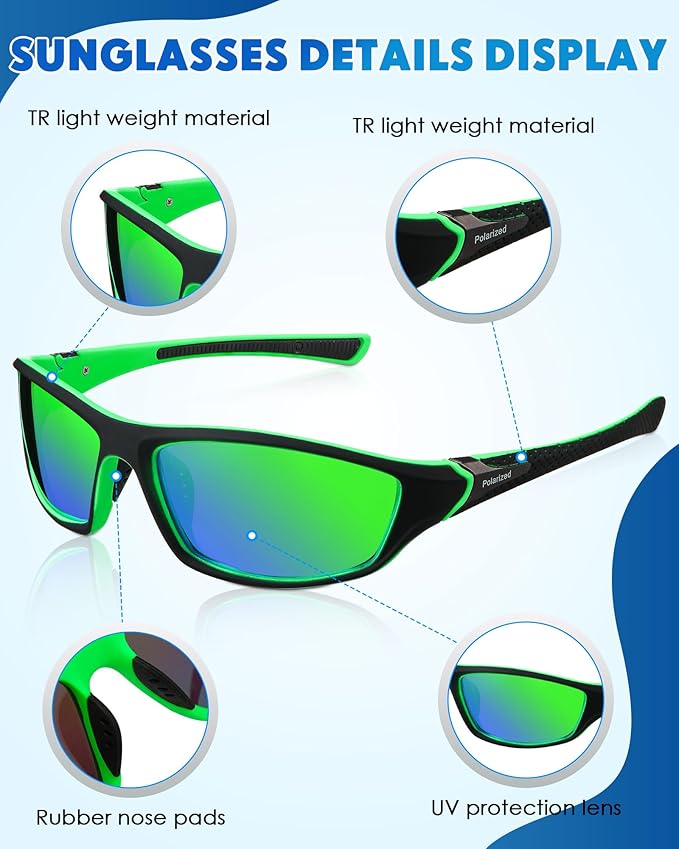 Frienda 6 Pack Polarized Sport Sunglasses for Men Multipack Fit over Glasses Pack Lot Set Men's Sport Fishing Eyeglasses-StrideForce Fitness