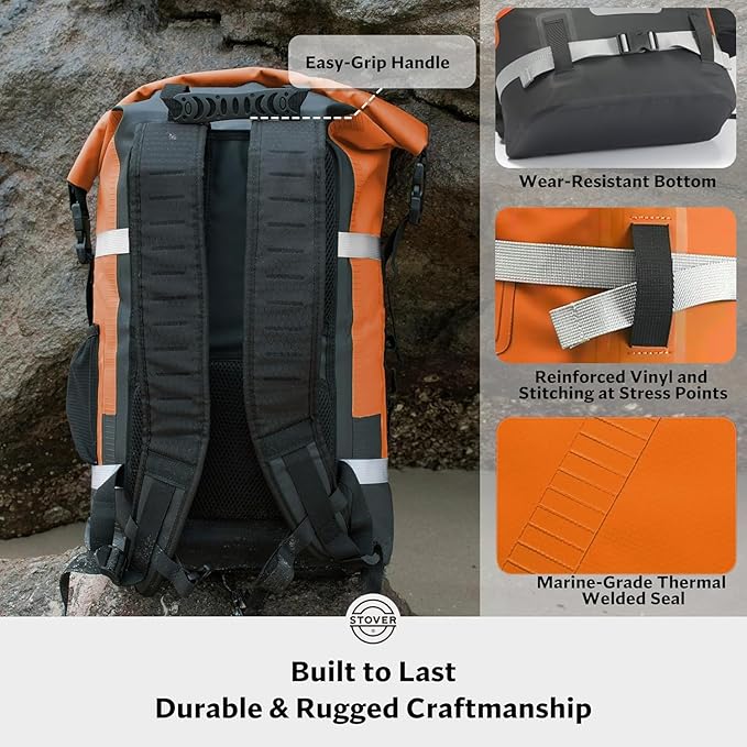 STOVER 5/10/25/30/40/55L Waterproof Backpack- Floating Dry Bag for Kayaking, Travel, Beach, Hiking, & Camping, Men/Women-StrideForce Fitness