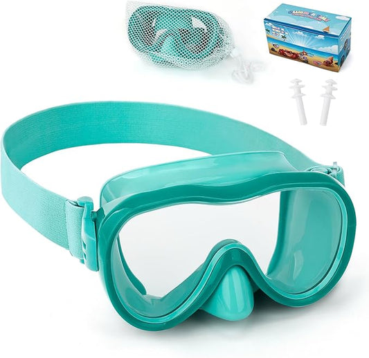 Kids Swim Goggles 180° Snorkel Diving Mask with Nose Cover, Anti-Fog Kids Swimming Goggles with Elastic Fabric Strap for Kids Boys Girls-StrideForce Fitness