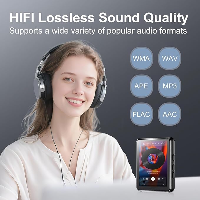 64GB MP3 Player Bluetooth 5.3 Touch Screen Music Player Portable mp4 Player with Speakers high Fidelity Lossless Sound Quality 2.4 inch mp3 FM Radio Recording e-Book-StrideForce Fitness