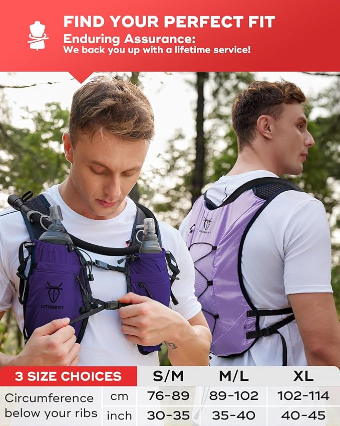 UTOBEST Upgrade Running Hydration Vest 10L, Running Backpack for Women Men Multi-Functional Storage, Adjustable Water Vest for Trail Marathon Race Jogging Cycling-StrideForce Fitness