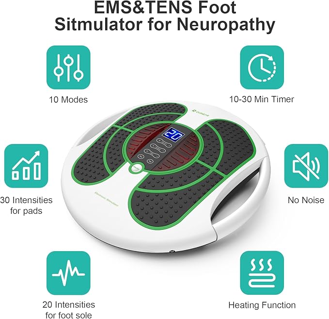 QUINEAR Foot Massager with TENS & EMS for Neuropathy, Foot Stimulator for Pain Relief and Circulation, Nerve Muscle Massager with Remote Control, Relieve Swelling and RLS-StrideForce Fitness