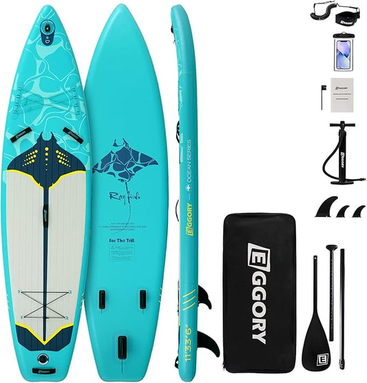 Inflatable Paddle Board,Stand Up Paddle Board Set, Extra Wide SUP Board with Removable Fin, Floating Paddle, Hand Pump, Waterproof Phone Pouch,Traveling Board-StrideForce Fitness