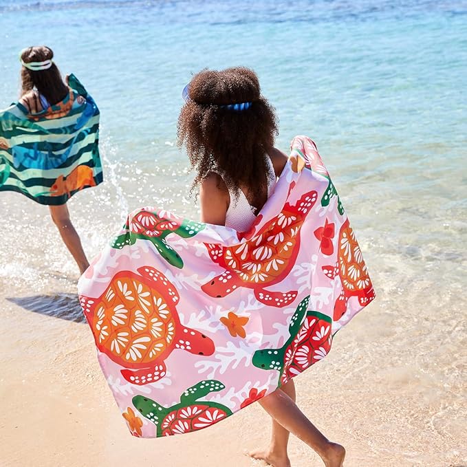 Dock & Bay Beach Towel - Quick Dry, Sand Free - Compact, Lightweight - 100% Recycled - Includes Bag - Turtley Tropical - Large (160x90cm, 63x35)-StrideForce Fitness