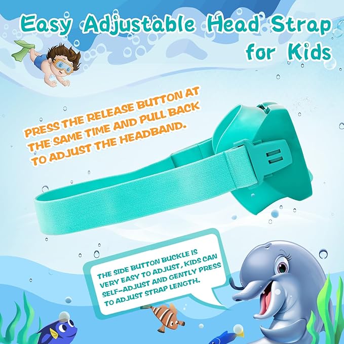 Kids Swim Goggles 180° Snorkel Diving Mask with Nose Cover, Anti-Fog Kids Swimming Goggles with Elastic Fabric Strap for Kids Boys Girls-StrideForce Fitness