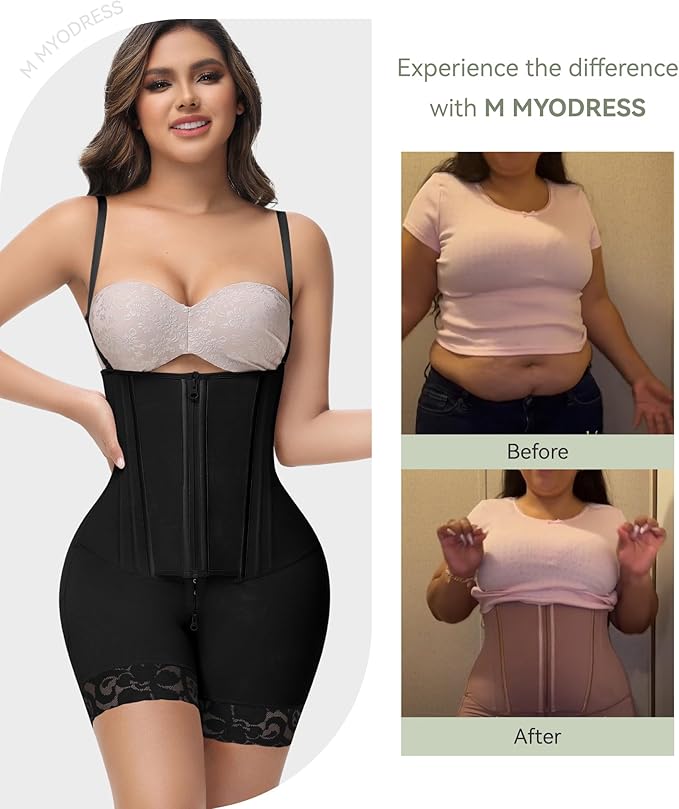 M MYODRESS Fajas Colombianas Moldeadoras Shapewear for Women Tummy Control Body Shaper Post Surgery Compression Garment-StrideForce Fitness