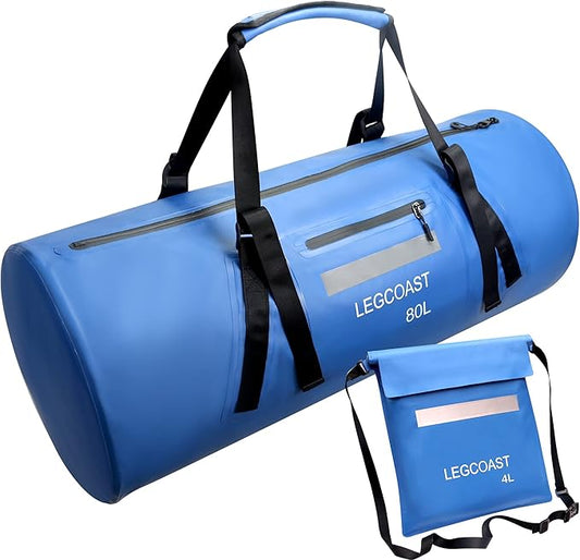 Waterproof Duffel Bag， IPX8 Waterproof Performance Dry Bag， Airtight Zipper Closure， Waterproof bag with diving function，80L large capacity, Large-StrideForce Fitness