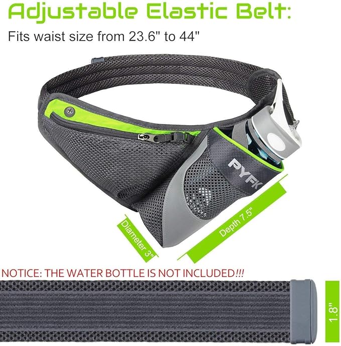 PYFK Running Belt Hydration Waist Pack with Water Bottle Holder for Men Women Waist Pouch Fanny Bag Reflective-StrideForce Fitness
