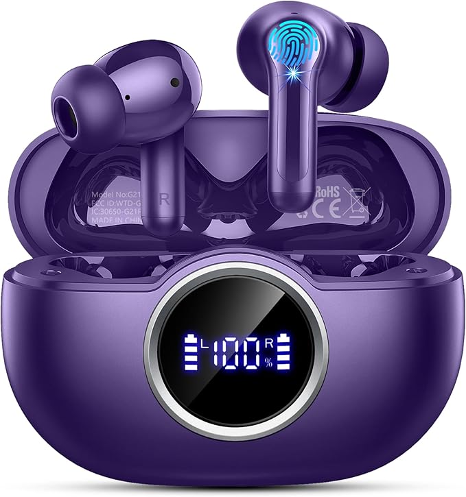 Bluetooth 5.4 Earbuds, 2025 Wireless Headphones Hi-Fi Stereo Ear Buds, 4 ENC Noise Cancelling Mic, 40+Hrs USB-C in-Ear Earphone, IP-X7 Waterproof Sport Workout Gym for Laptop Pad Android iOS-StrideForce Fitness