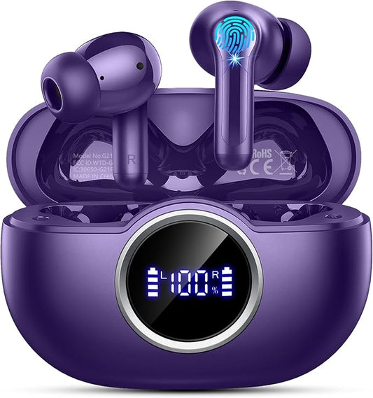 Bluetooth 5.4 Earbuds, 2025 Wireless Headphones Hi-Fi Stereo Ear Buds, 4 ENC Noise Cancelling Mic, 40+Hrs USB-C in-Ear Earphone, IP-X7 Waterproof Sport Workout Gym for Laptop Pad Android iOS-StrideForce Fitness