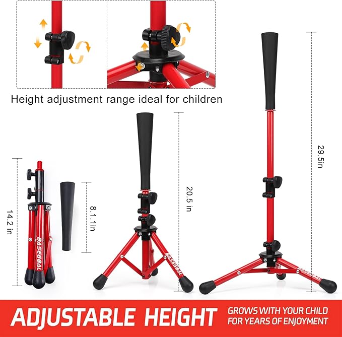 Baseball Tee for Kids,Youth Stand Set,Teeball Set,Youth Baseball,Softball Batting Tee Set,Easy Adjustable Height-StrideForce Fitness