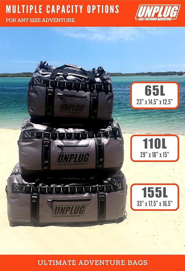 UNPLUG Ultimate Adventure Bag | 1680D Heavy Duty Waterproof Bag | Large Travel Duffle Bag which can be Used for Camping, Motorcycling, Boating, or Hunting-StrideForce Fitness
