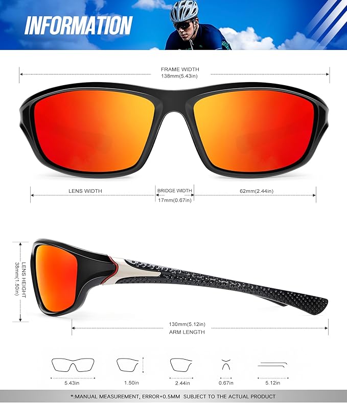 KALIYADI Polarized Sunglasses-Men Sports Sunglassses: Mens Sunglasses with UV Protection for Fishing Driving Cycling Running-StrideForce Fitness