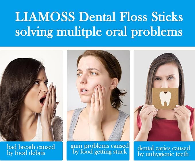 Dental Floss Picks,Twin Line 300 Count Lemon Flavor Dental Flossers,LIAMOSS Dual Action Flossing System,Superfine Toothpicks Sticks,Comfortable for Tight Teeth(Purple)