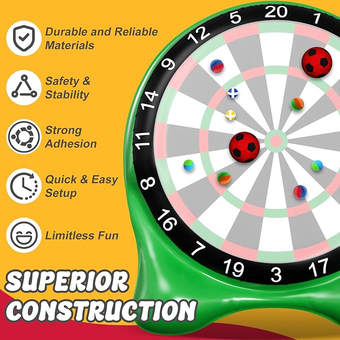 Inflatable Soccer Dart Board, Giant Kick Darts,Indoor Outdoor Lawn Yard Games for Kids Adults Family, Big Jumbo Carnival Games for Party | 6ft Dart Boards with Pump Accessories-StrideForce Fitness