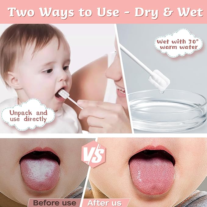 60PCS Baby Tongue Cleaner & 1PCS Finger Toothbrush Infant Mouth Cleaner Newborn Gum Cleaner Disposable Infant Oral Clean Stick Dental Care for Baby Toddler