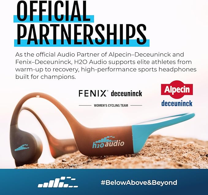 H2O Audio TRI 2 Multisport Waterproof Bone Conduction Open Ear Headphones, Bluetooth 5.3 for Running and Cycling, MP3 Mode for Swimming, 8GB Memory, 8.5-Hour Battery, Black/Blue-StrideForce Fitness