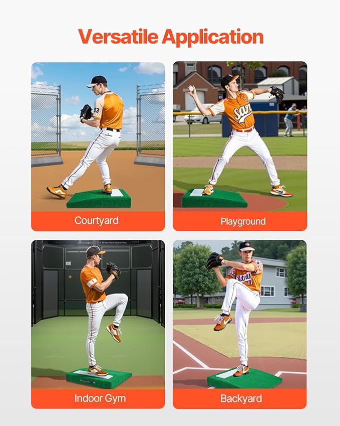 VEVOR Pitching Mound, Baseball Game Mound, Indoor/Outdoor Pitching Practice and Training Equipment, Softball Pitching Aids with Antifade Turf and Pitching Rubber-StrideForce Fitness