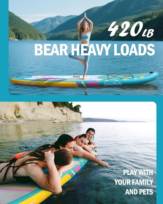 11'Stand Up Paddle Boards Surf Control with Premium SUP Board Accessories Backpack & Removable Fins, 34" Wide Inflatable Paddle Boards of All Skill Levels-StrideForce Fitness