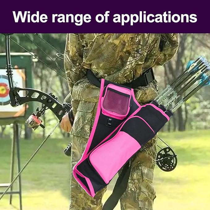 3-Tubes Hip Quiver Waist Hanged Archery Arrow Carry Bag with Pockets Adjustable Belt for Hunting, Target Practice, and Outdoor Shooting, Fits Both Youth and Adults-StrideForce Fitness