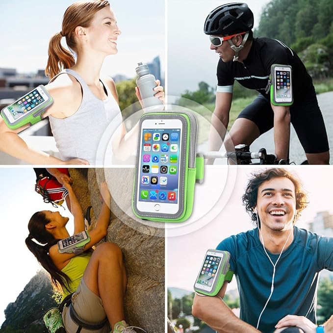 LENPOW Multifunctional Outdoor Sports Armband Sweatproof Running Armbag Casual Arm Package Bag Gym Fitness Cell Phone Bag Key Holder for iPhone 16 15 14 13 12 Pro MAX Plus Samsung Galaxy Note S24 S23-StrideForce Fitness