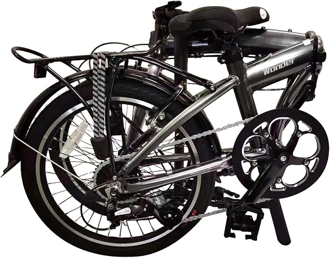 SOLOROCK 20" 8 Speed Aluminum Folding Bike - Wonder V Brakes, with Fenders & Alloy Rear Rack, Stainless Steel Spokes & Stainless Steel Fender Stays-StrideForce Fitness
