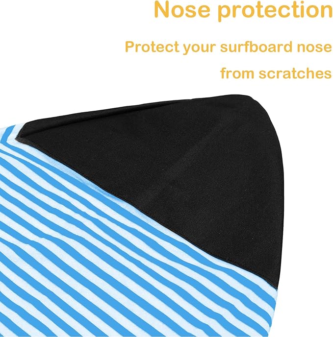 Surf Sock, Surfboard Sock Cover for Longboard Paddleboard Surf Board Sup Paddle Board, 6-8 FT Foot Quick Dry Stretch Surfboard Bag Sleeve with Drawstring Closure-StrideForce Fitness