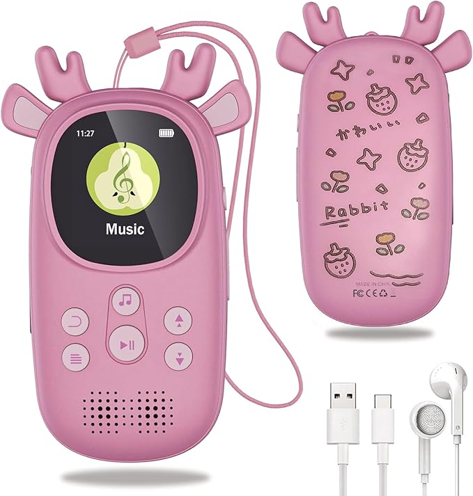32GB MP3 Players for Kids, Cute Reindeer Portable Music Bluetooth Kid MP3 Player, Child MP3 Player with Bluetooth 5.3,Speaker, FM Radio, Alarm Clock, Voice Recorder, Stopwatch (Support up to 128GB)-StrideForce Fitness