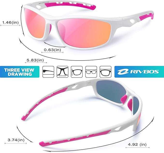 RIVBOS Sunglasses for Men Women Polarized UV Protection Sports Fishing Driving Shades Cycling RB833-StrideForce Fitness