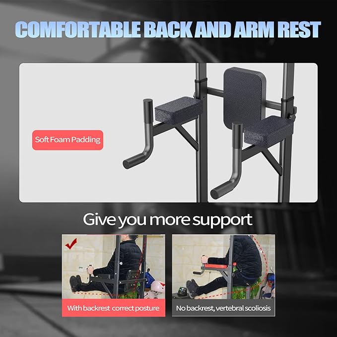 Power Tower Adjustable Height Pull Up & Dip Station Multi-Function Home Strength Training Fitness Workout Station for Home Gym-StrideForce Fitness