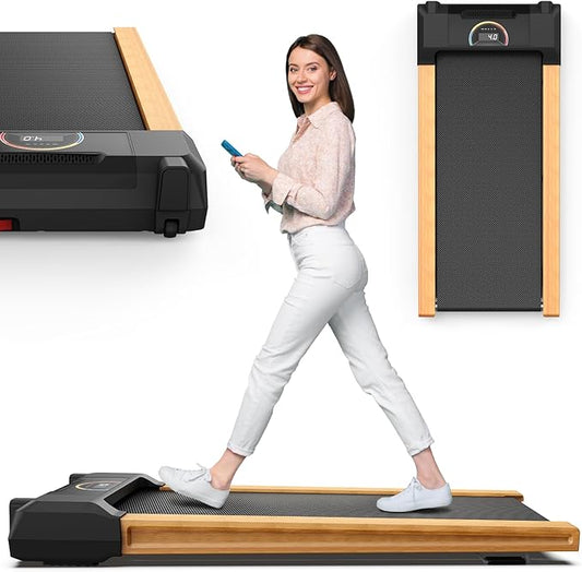 Walking Pad, High Grade Wood Under Desk Treadmill 300LBS Capacity, Max 2.5 HP Electric Treadmill for Home Office Installation-Free with Remote Control LED Display High-StrideForce Fitness