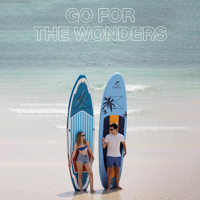 UPWELL 10'6"/11'/11'6" Inflatable Paddle Board, Stand Up Paddlboard for Youth & Adults, Stable Design, Premium SUP Accessories, Backpack, Leash, Hand Pump, Fins-StrideForce Fitness