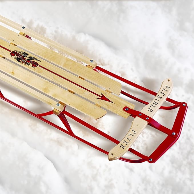 Flexible Flyer Metal Runner Sled. Steel & Wood Steering Snow Slider-StrideForce Fitness