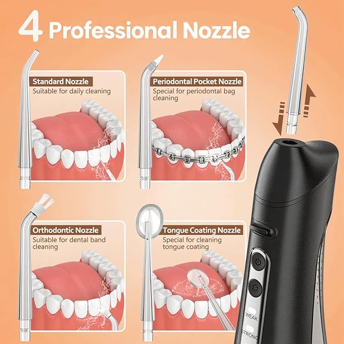 Water Flosser, Portable Water Flossers for Teeth Deep Cleaning with 3 Modes,Cordless Water Dental Flossers IPX7 Waterproof Electric Oral Irrigator Teeth Pick for Travel Home Use